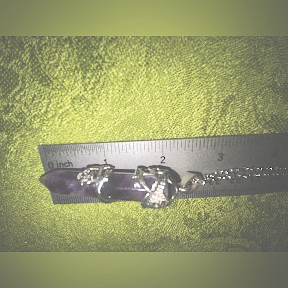 Amethyst Wrapped w/Silver Pendant & Necklace- Hand Made Mystical Healing Crystal - Picture 12 of 16